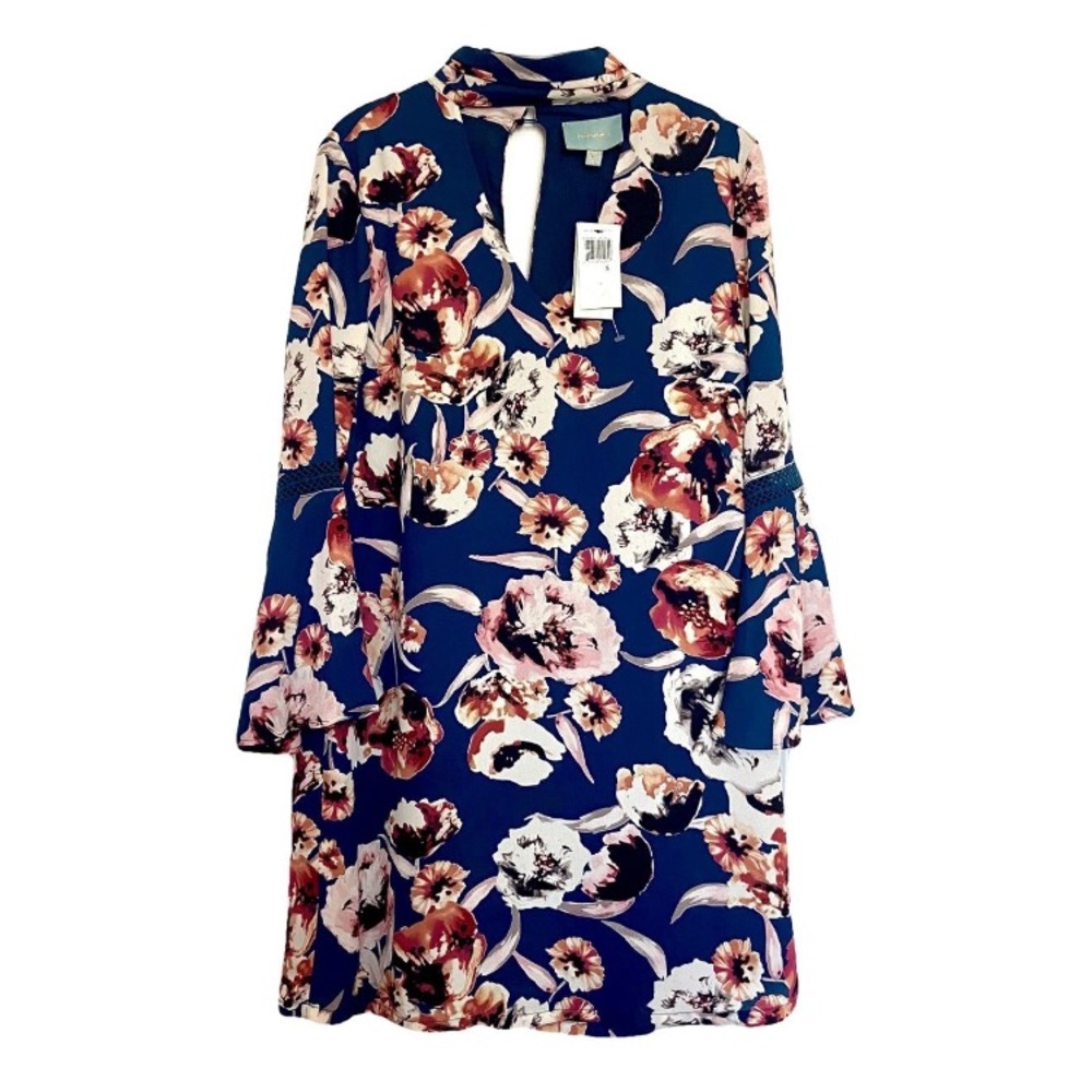 NWT Skies Are Blue Floral Long Sleeve Dress in Blue Sz S